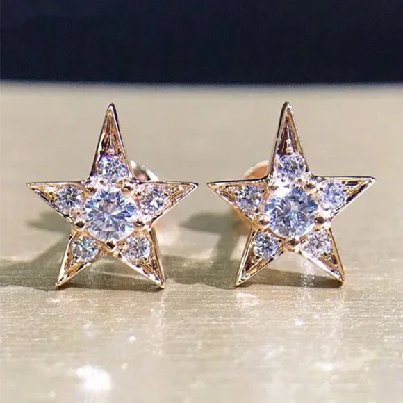 ✨Trendy 14K Gold Plated Sweet Five-pointed Star Earrings, GPMB1564 - Picture 1 of 3